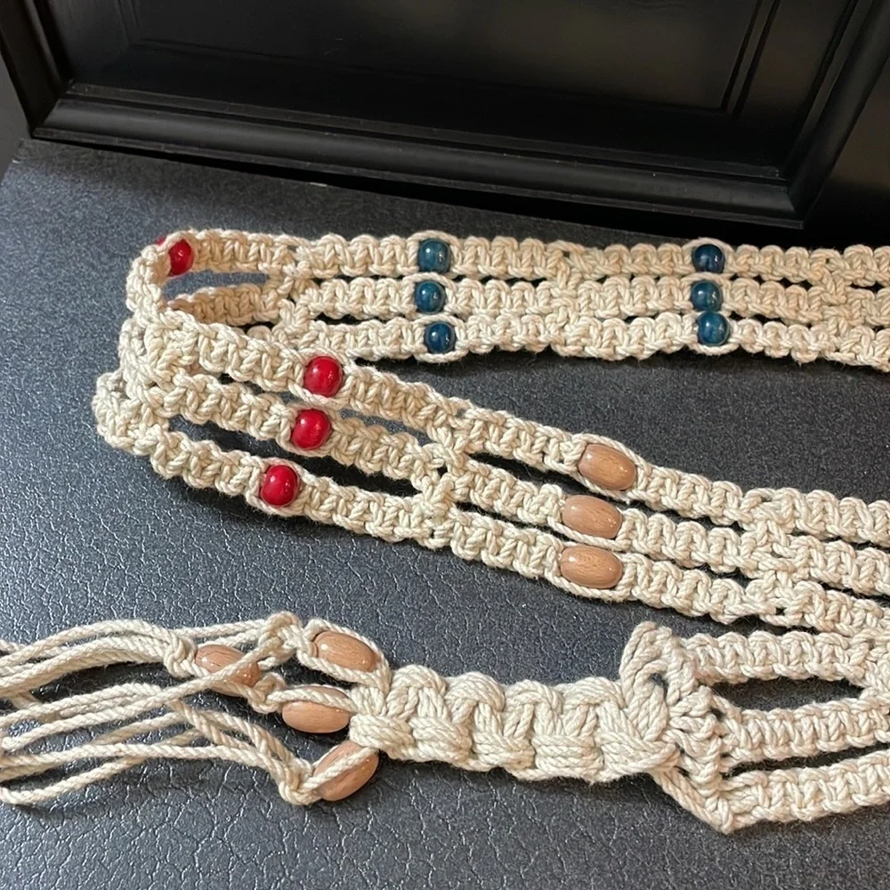 Boho Macramé Wooden Beaded Belt